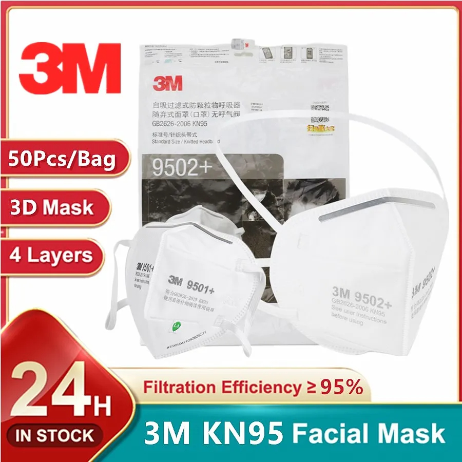 50Pcs/bag 3M KN95 Face Mask 95 - 3M Mask 9502+ recension och pris